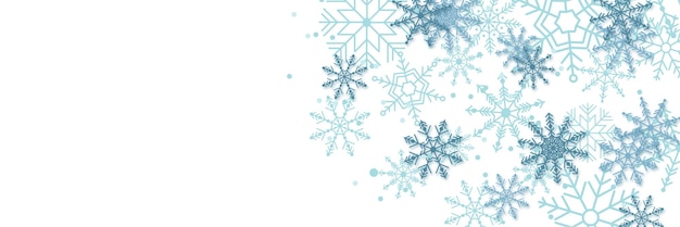 Fondo de banner de tarjeta de navidad con ilustración de vector de borde de copo de nieve