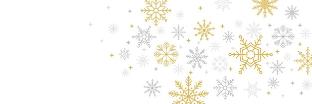 Fondo de banner de tarjeta de Navidad con ilustración de vector de borde de copo de nieve