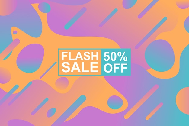 Fondo de banner de venta con fluido degradado naranja púrpura y azul