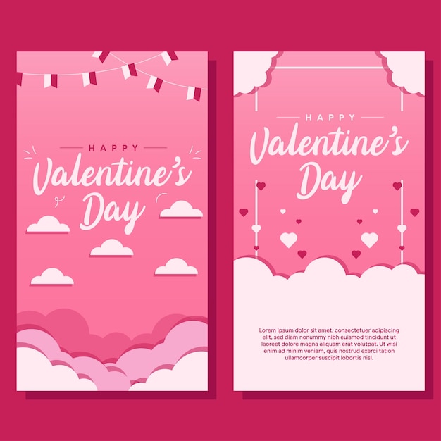 Fondo de banner vertical de venta de día de san valentín en diseño plano