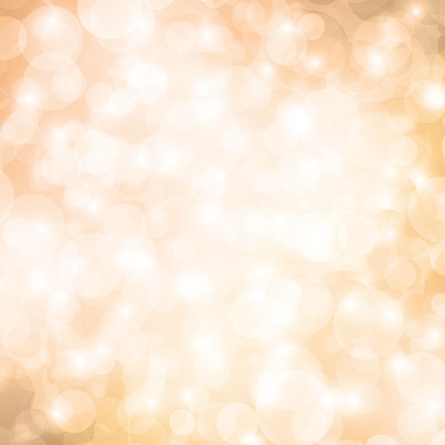 Fondo beige bokeh. Telón de fondo festivo brillante. Diseño para tarjetas de felicitación de Navidad. Tiene luces desenfocadas. Ilustración de vector abstracto.