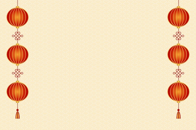 Fondo beige con linternas chinas rojas