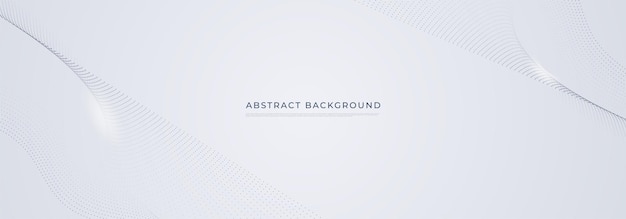 Fondo blanco abstracto Banner gris degradado moderno con elementos de punto de línea de curva de onda Concepto elegante para la red de tecnología y la ilustración de vector de negocio futuro