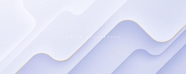 Fondo blanco abstracto con línea dorada forma decorativa vector de diseño abstracto