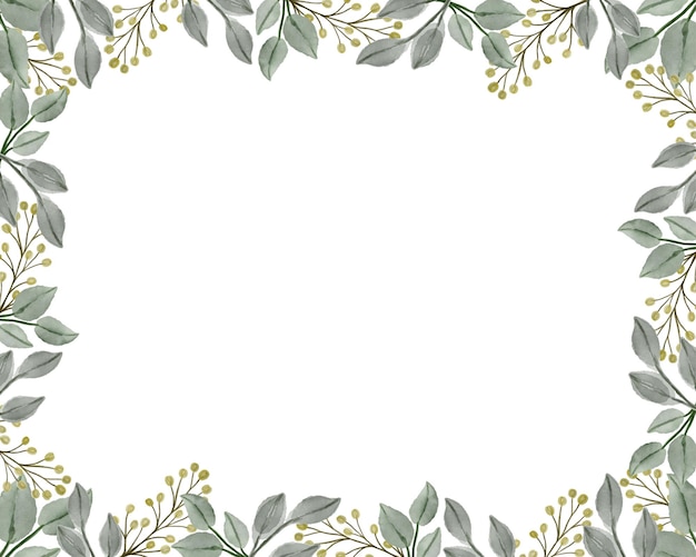 Vector fondo blanco con borde floral verde