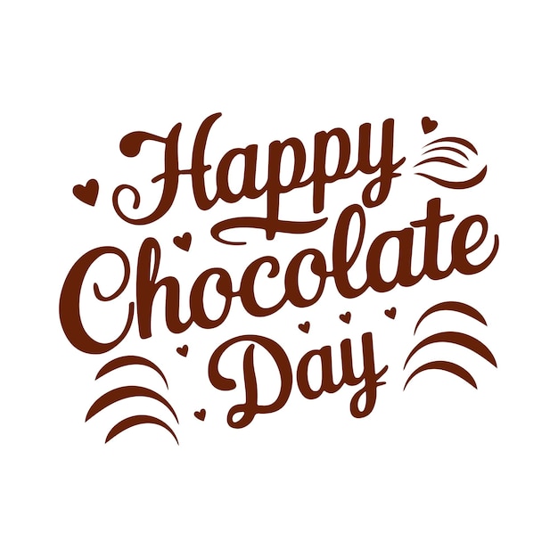 un fondo blanco con un cartel de tipografía marrón y marrón que dice feliz día del chocolate