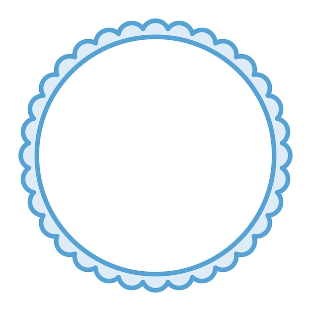 Vector fondo blanco circular azul simple con ornamento de borde en el marco de la vieira