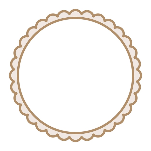 Fondo en blanco circular de color marrón claro simple con ornamento de borde de marco de vieira
