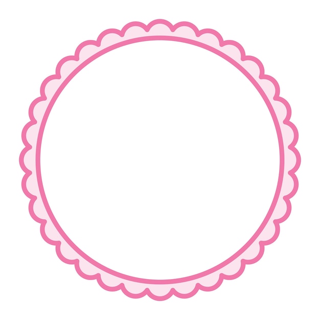 Vector fondo blanco circular rosa simple con ornamento de borde en el marco de la vieira