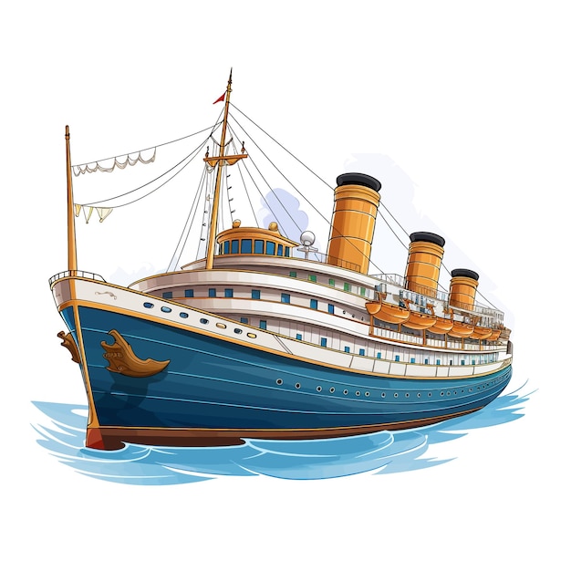 El fondo blanco del clipart vectorial del barco es hermoso