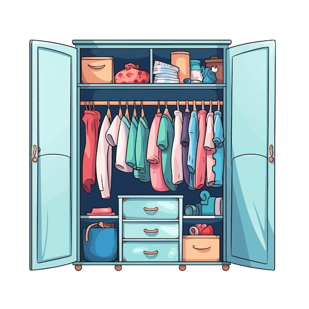 Vector el fondo blanco del clipart vectorial de la habitación del armario