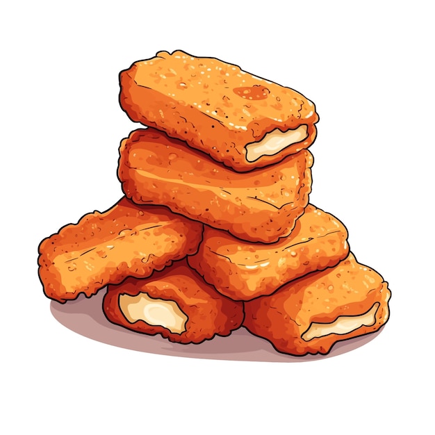 El fondo blanco del clipart vectorial de los nuggets de pollo