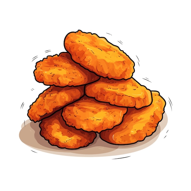 Vector el fondo blanco del clipart vectorial de los nuggets de pollo