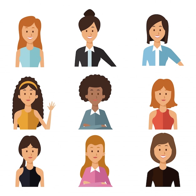 fondo blanco con conjunto medio cuerpo cuerpo personas mujeres