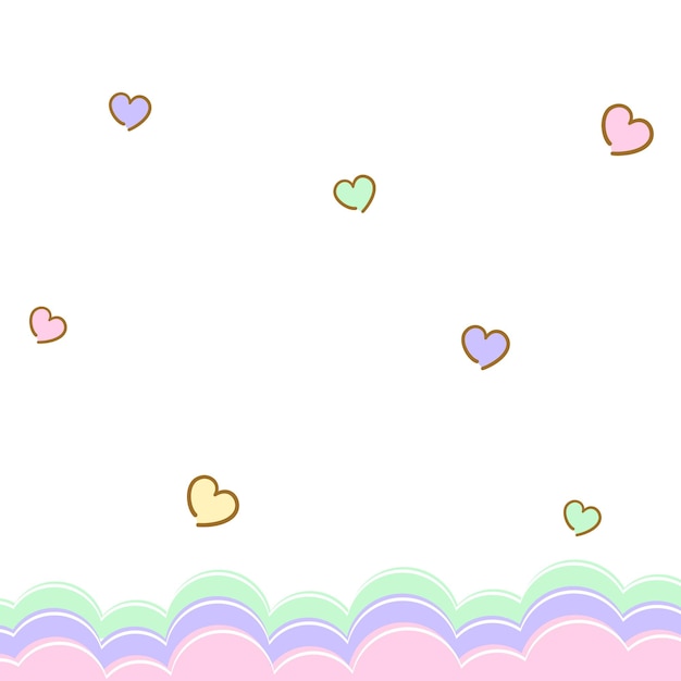 un fondo blanco con corazones y las nubes Vector