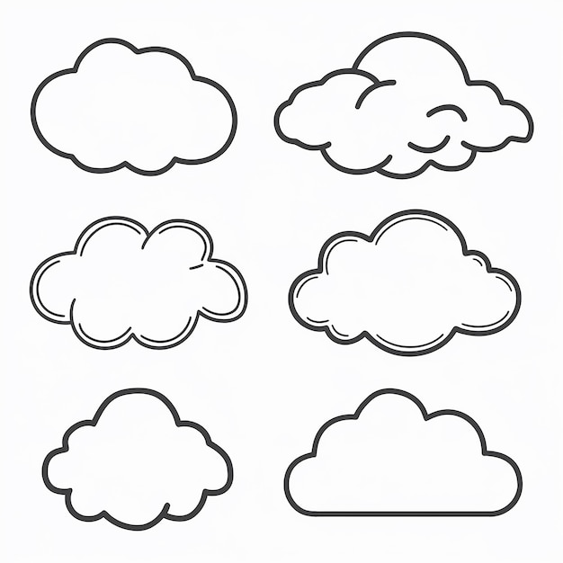 Vector un fondo blanco con diferentes imágenes de diferentes nubes