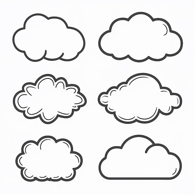 Vector un fondo blanco con diferentes imágenes de nubes y la palabra cita la palabra cita en el medio