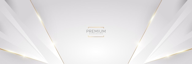Fondo blanco y dorado de lujo con líneas doradas y estilo de corte de papel Fondo gris y dorado premium para la ceremonia de nominación de premios Invitación formal o diseño de certificado