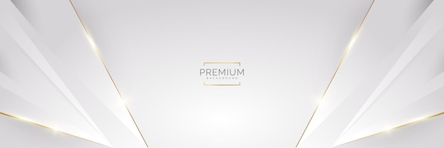 Fondo blanco y dorado de lujo con líneas doradas y estilo de corte de papel fondo gris y dorado premium para la ceremonia de nominación de premios invitación formal o diseño de certificado