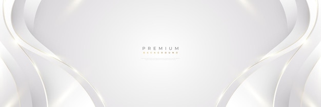 Fondo blanco y dorado de lujo con líneas doradas y estilo de corte de papel Fondo gris y dorado premium para la ceremonia de nominación de premios Invitación formal o diseño de certificado