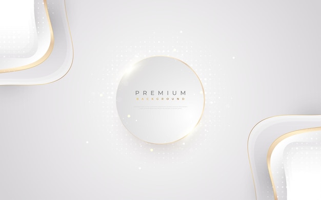 Fondo blanco y dorado de lujo con líneas doradas y estilo de corte de papel Fondo gris y dorado premium para la ceremonia de nominación de premios Invitación formal o diseño de certificado