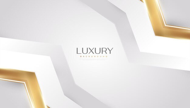 Fondo blanco y dorado de lujo con líneas doradas y estilo de corte de papel Fondo gris y dorado premium para la ceremonia de nominación de premios Invitación formal o diseño de certificado