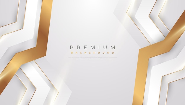 Fondo blanco y dorado de lujo con líneas doradas y estilo de corte de papel Fondo gris y dorado premium para la ceremonia de nominación de premios Invitación formal o diseño de certificado