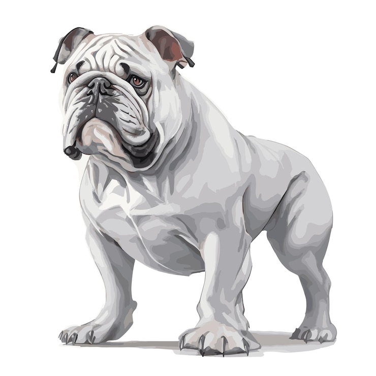 Vector el fondo blanco editable del clipart de los animales bulldog