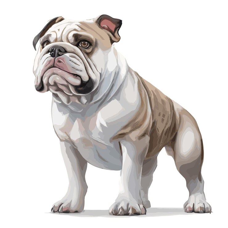 Vector el fondo blanco editable del clipart de los animales bulldog