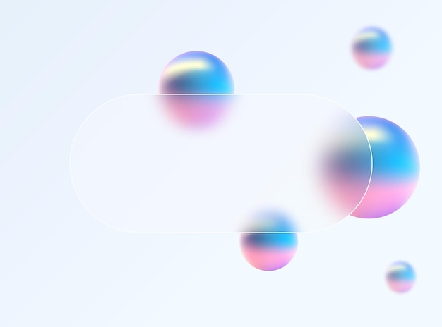 Fondo blanco con efecto de morfismo de vidrio Bandera de vidrio esmaltado transparente con esferas