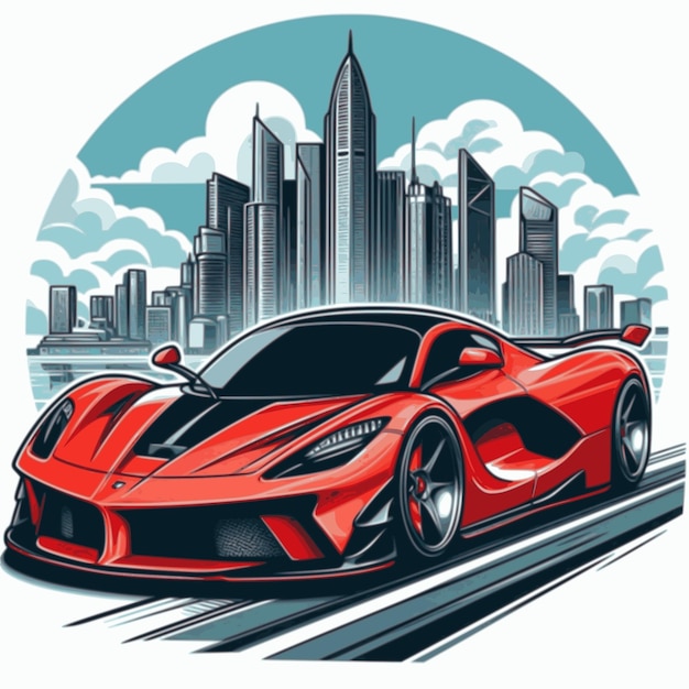 Vector fondo blanco de estilo vectorial de supercoche rojo