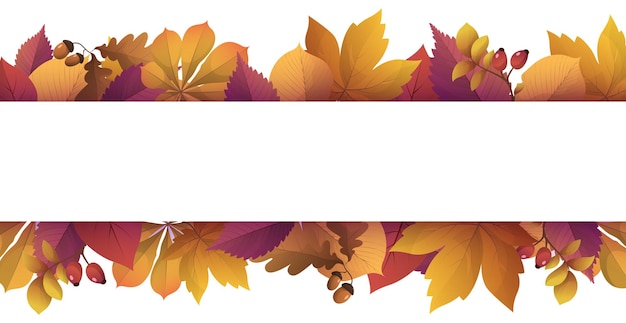 Fondo blanco de follaje de otoño realista con espacio para texto Vector