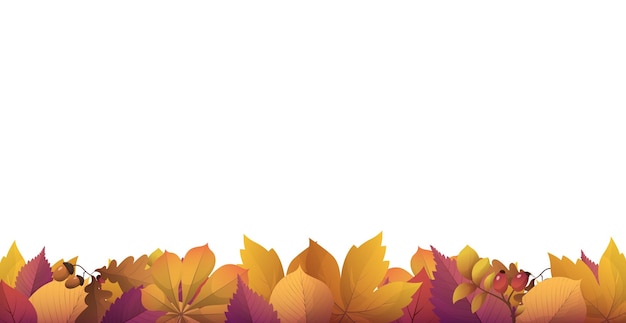 Fondo blanco de follaje de otoño realista con espacio para texto Vector