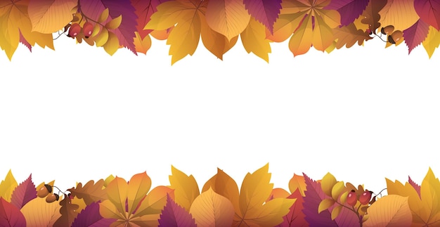 Fondo blanco de follaje de otoño realista con espacio para texto vector