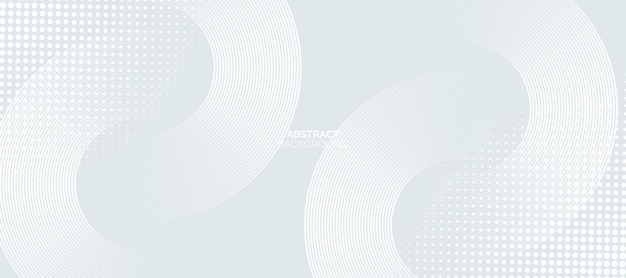 Fondo blanco geométrico abstracto con círculos y efecto de medio tono