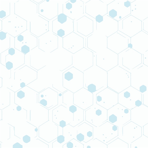 Un fondo blanco con hexágonos azules y conexiones abstractas