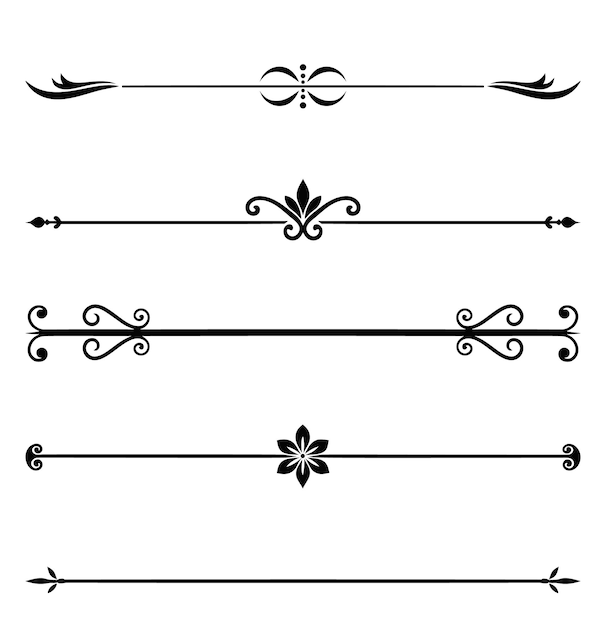 un fondo blanco con una imagen en blanco y negro de un conjunto de elementos decorativos