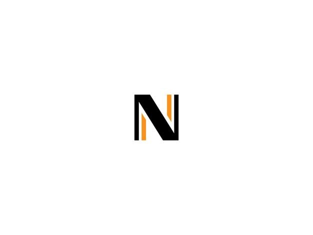 un fondo blanco con una letra negra y naranja