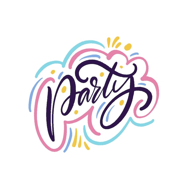 un fondo blanco con letras coloridas y coloridas que dicen fiesta
