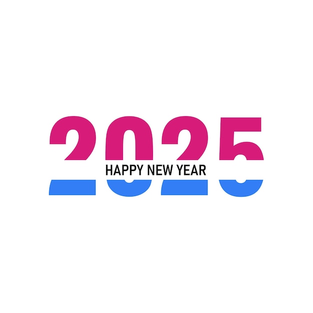 un fondo blanco con un logotipo rosa y azul que dice feliz año nuevo