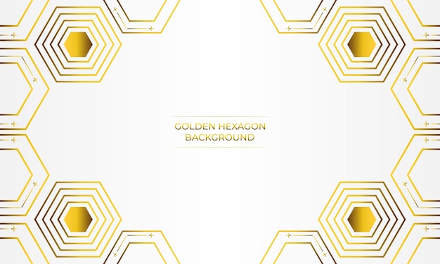 fondo blanco de lujo con diseño de hexágono dorado