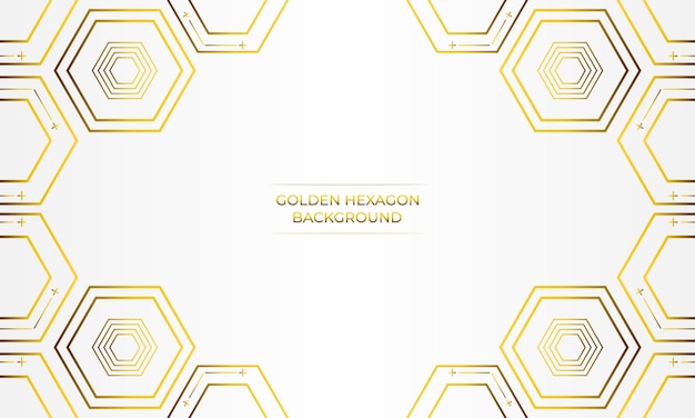 fondo blanco de lujo con diseño de hexágono dorado