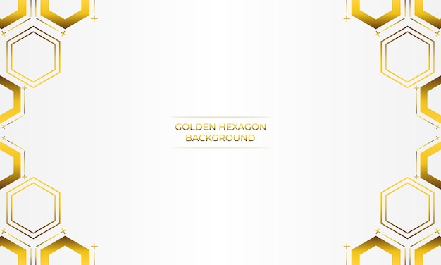 fondo blanco de lujo con diseño de hexágono dorado