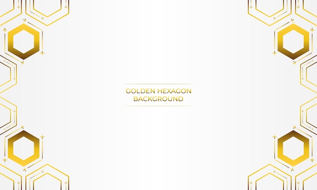 fondo blanco de lujo con diseño de hexágono dorado
