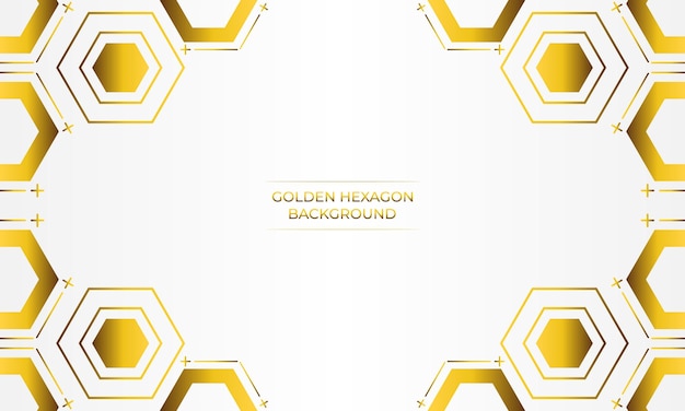 fondo blanco de lujo con diseño de hexágono dorado