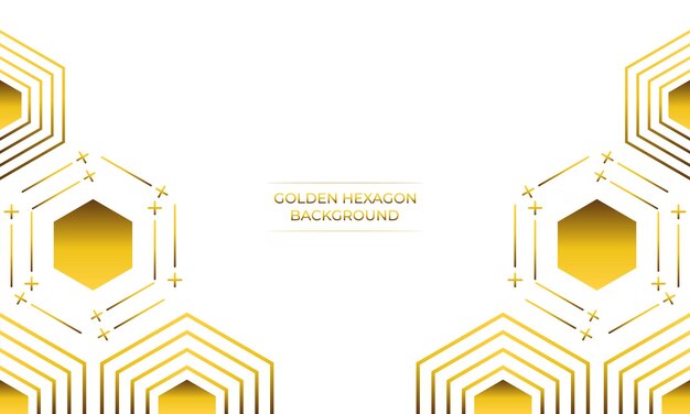 fondo blanco de lujo con diseño de hexágono dorado