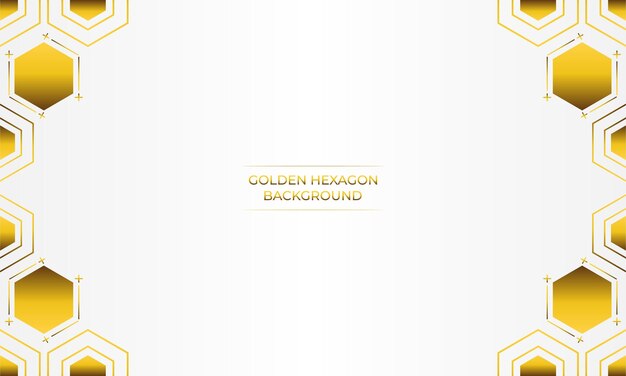 fondo blanco de lujo con diseño de hexágono dorado