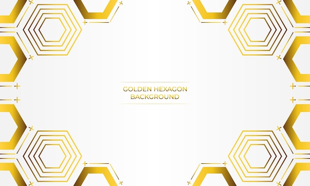 fondo blanco de lujo con diseño de hexágono dorado