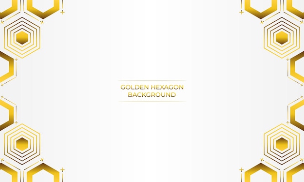 fondo blanco de lujo con diseño de hexágono dorado