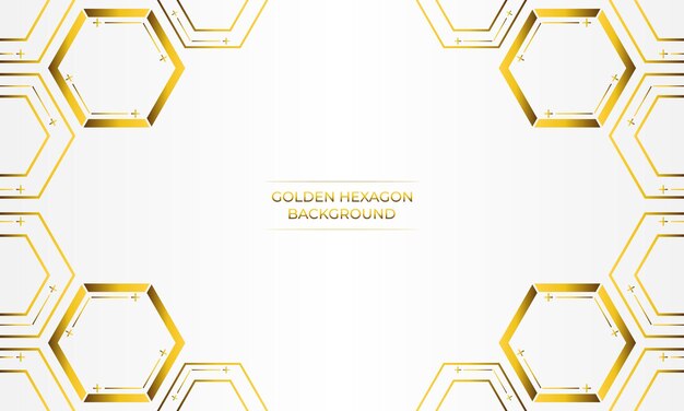 fondo blanco de lujo con diseño de hexágono dorado
